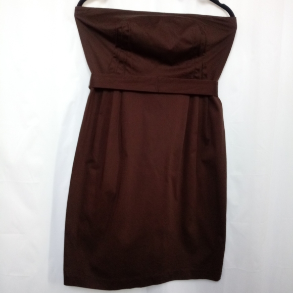 Calvin Klein Cotton Strapless Brown Mini Dress - Picture 7 of 8